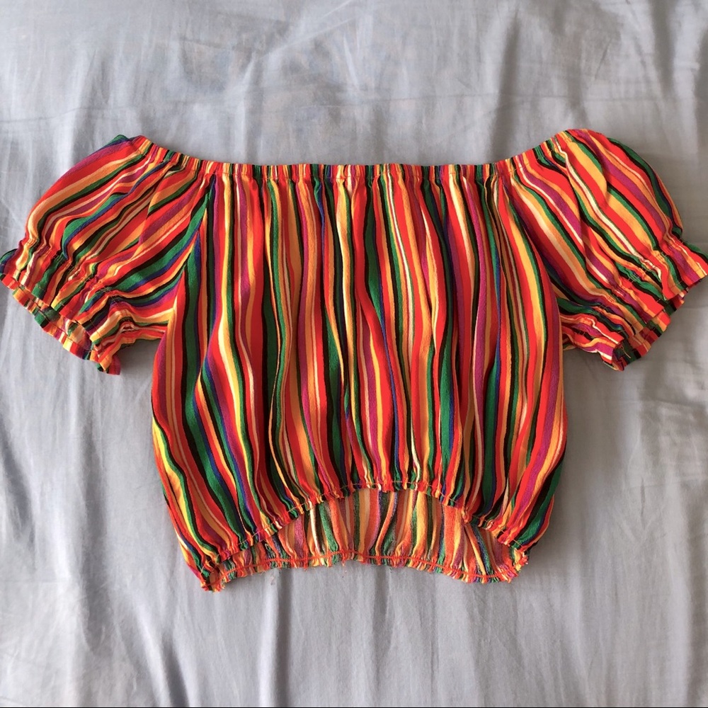 Multicolor Rainbow Crop Top